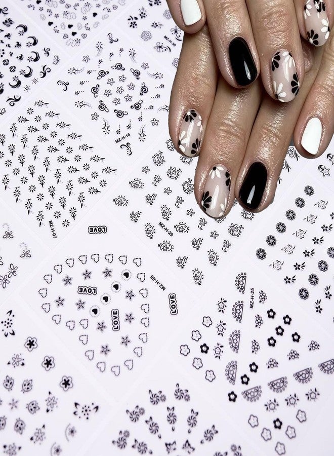 Sevgob 30Sheets Black Flower Nail Art Stickers Spring Summer Nail Stickers for Nails Art 3D Self-Adhesive Floral Nail Decals Flower Sticker for Women Girls Acrylic Nails Manicure DIY - Image 4